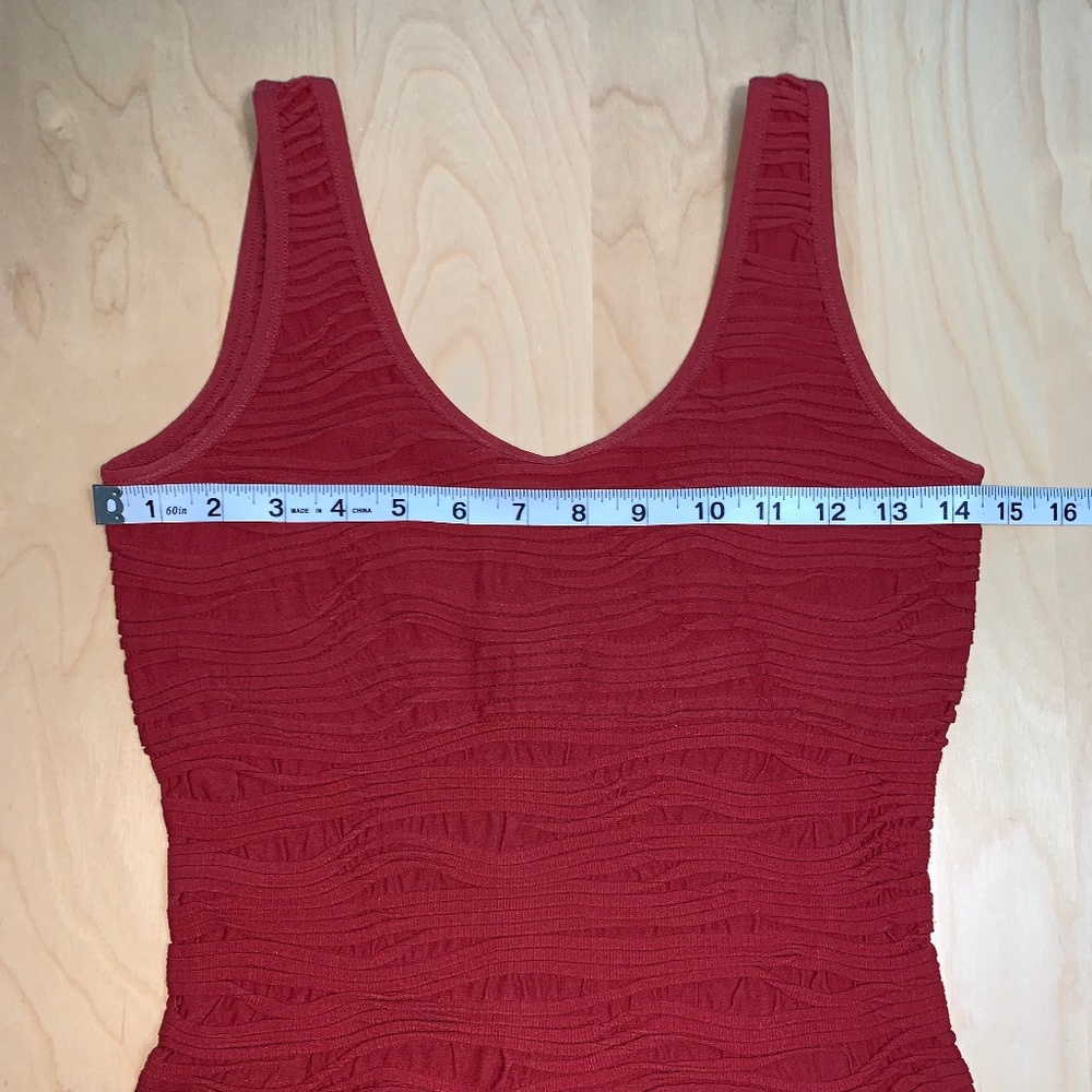 Stretchy Orange Red Summer Dress w/ Design, S/M - Picture 5 of 8